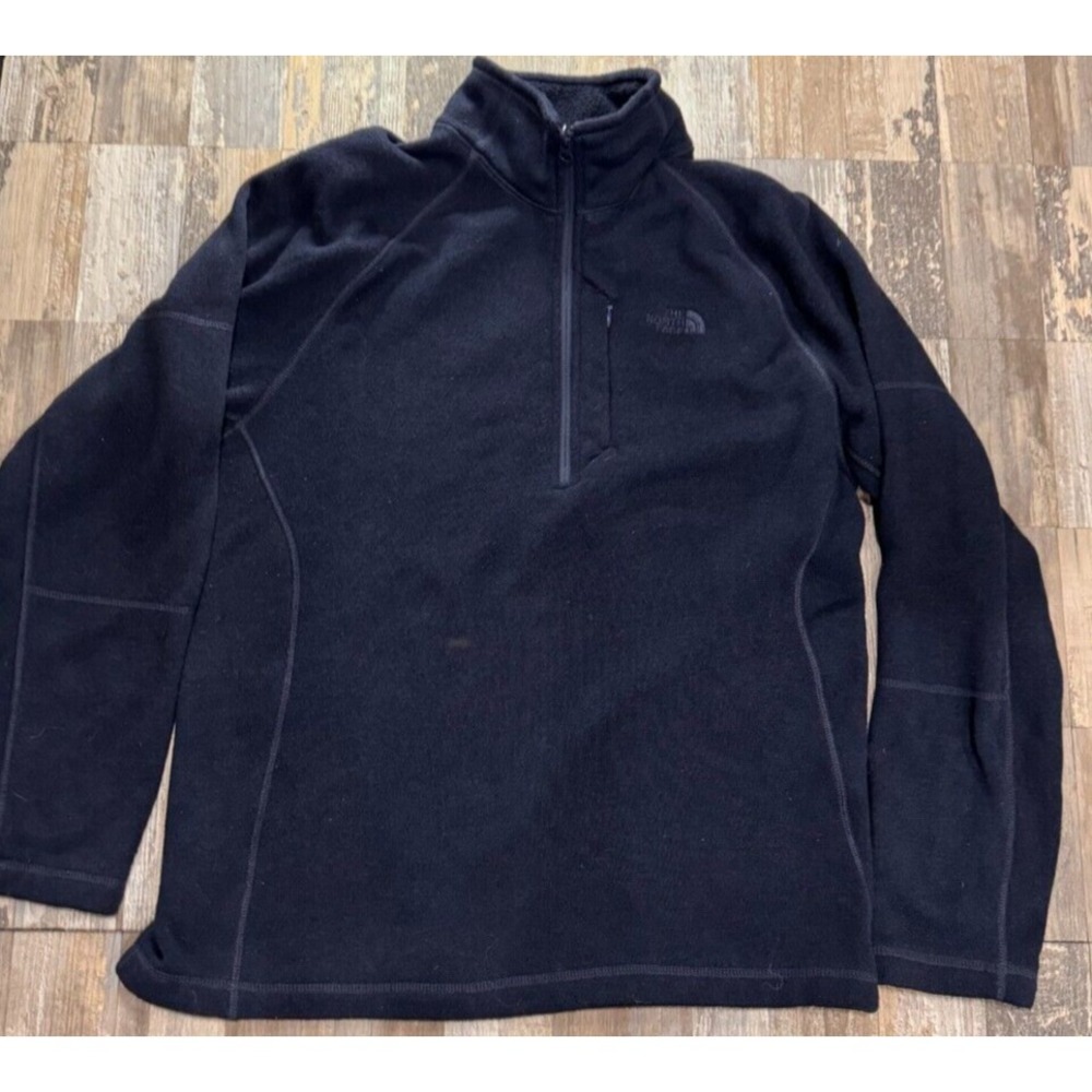 The North Face Men's Knit Pullover 1/4 Zip Sweater Embroidered Logo Blue L